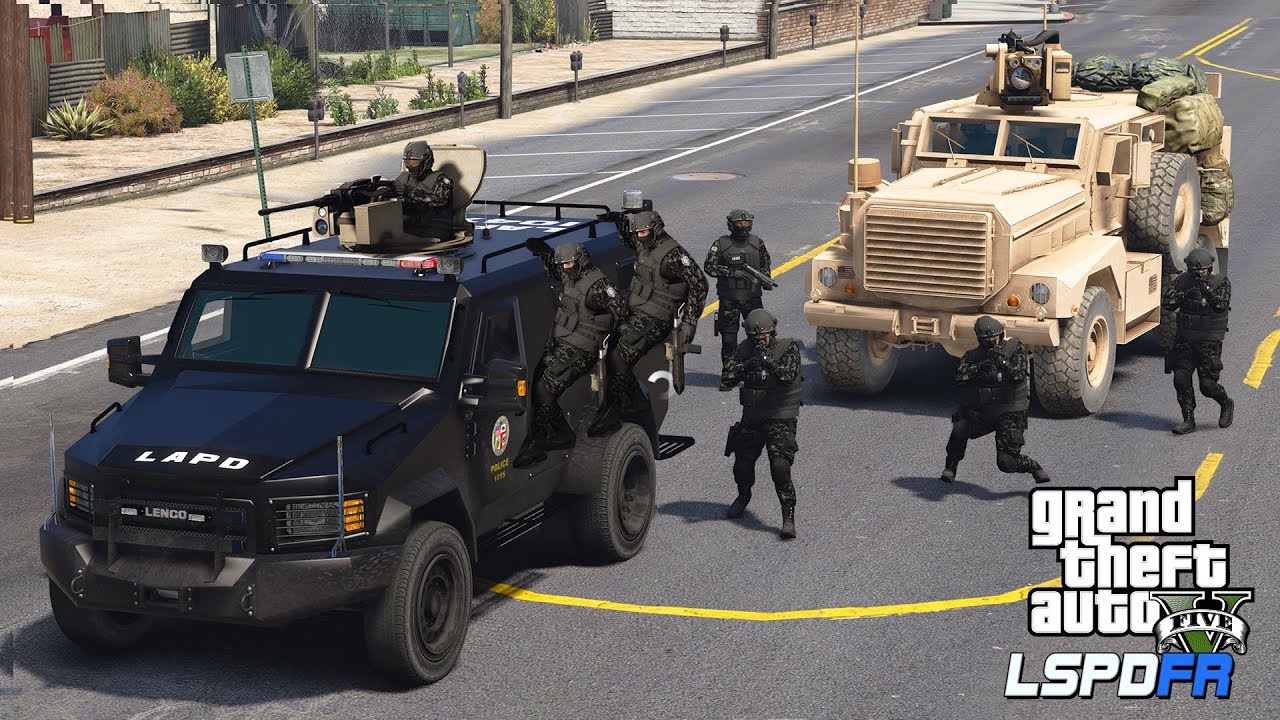 GTA 5 - HUGE SWAT TEAM RAID! LSPDFR Episode #203 MRAP & Lenco Bearcat SWAT Team Raids Gang Meeting!