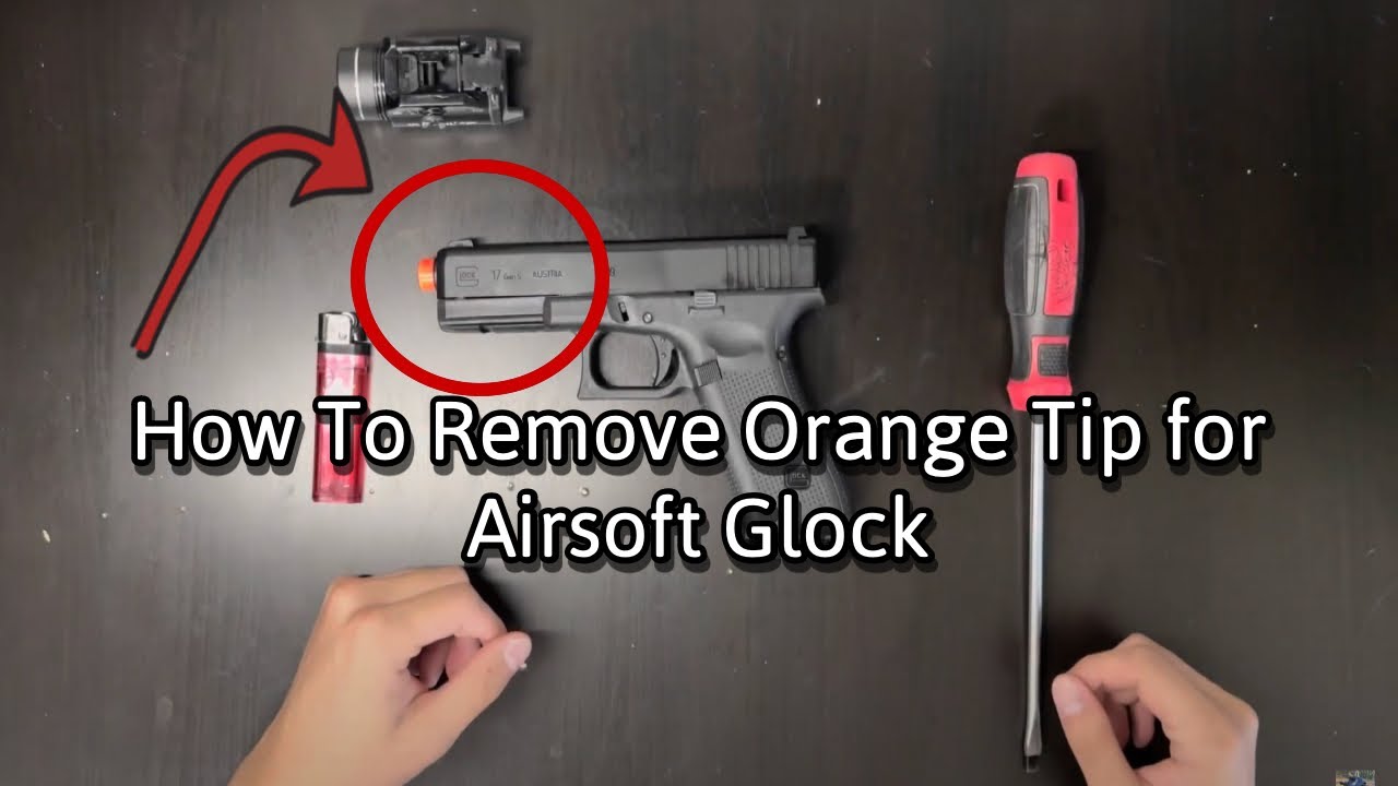 Как снять оранжевый наконечник с пистолета Elite Force Glock