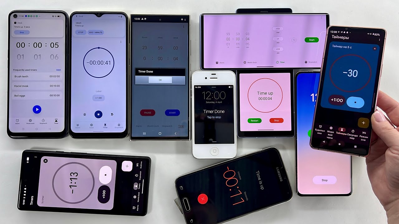 Timer Google Pixel 6, Realme 12 Pro, Samsung S24 Ultra, Galaxy S4, Sony Xperia 5, LG Wink, iPhone 5S