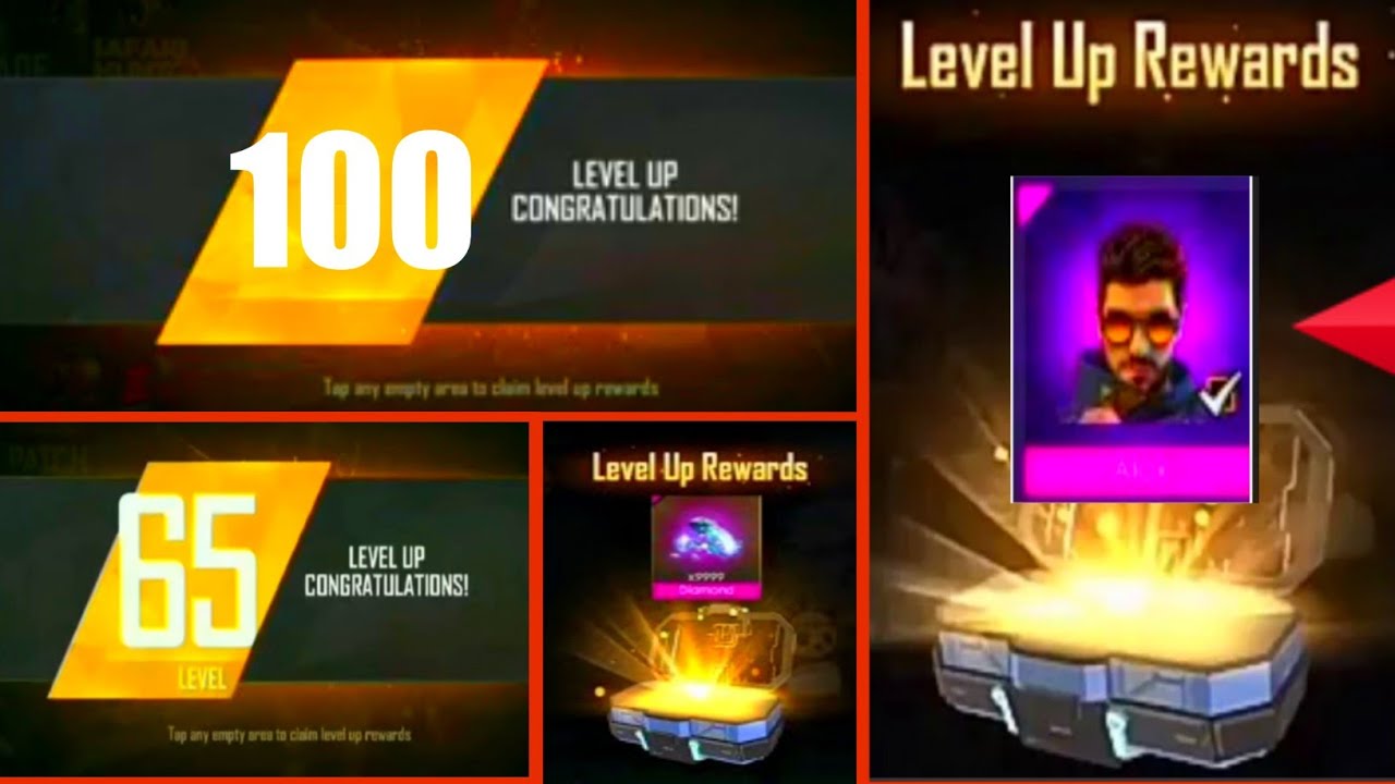 Free fire level up rewards | free fire max 100 level up reward