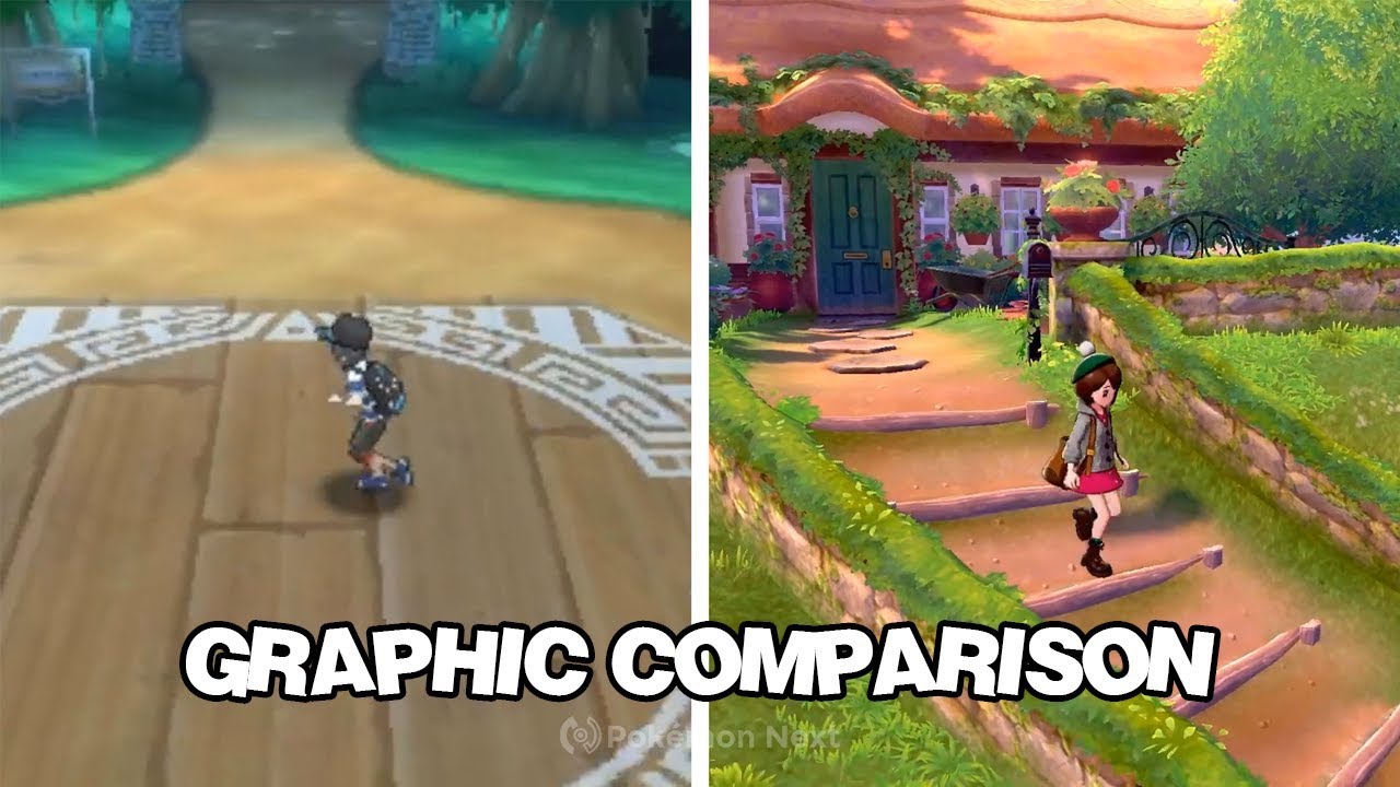 Confronto grafico di Pok&eacute;mon Spada e Scudo VS. XY, Sole e Luna, USUM e Let's Go