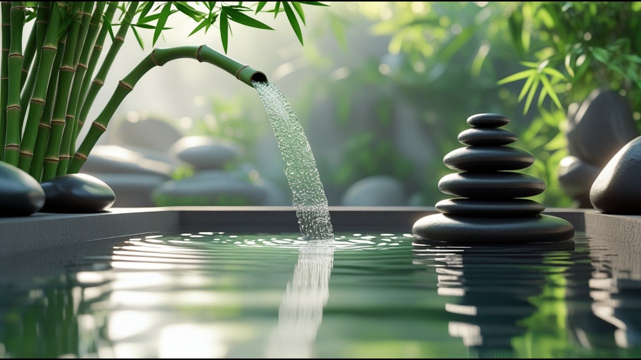 Calming Music for Sleep 🌿 Bamboo Water Sounds, Healing Piano Music, #relax #relaxingmusic