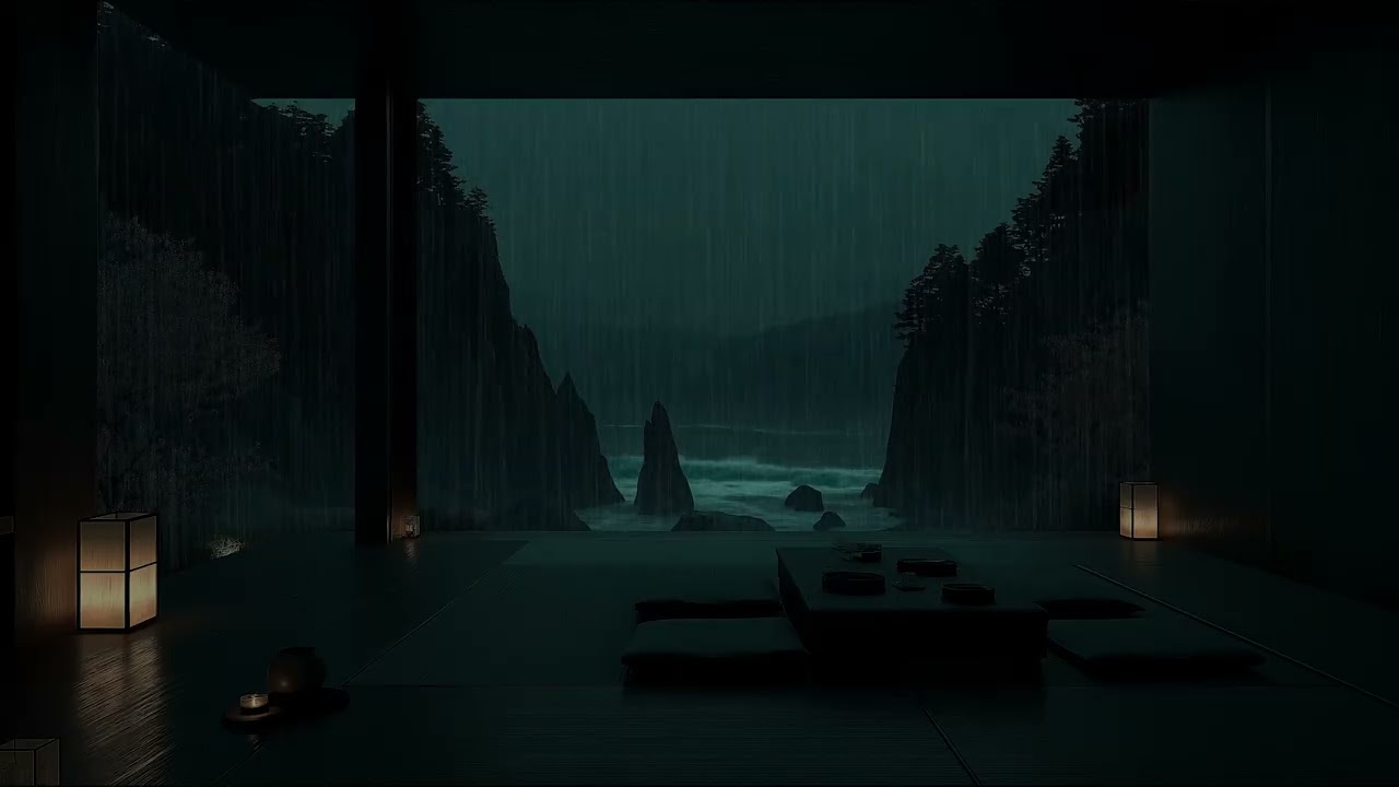 Soothing Rainy Night Ambience with Gentle Rainfall and Nature Sounds for Relaxation and Sleep