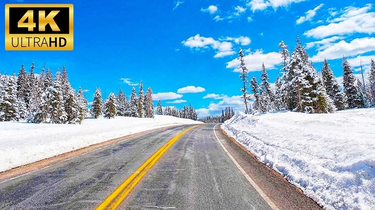 Driving Into a Winter Dream ❄️ Utah’s Frozen Lakes & Snow-Covered Forests in 4K