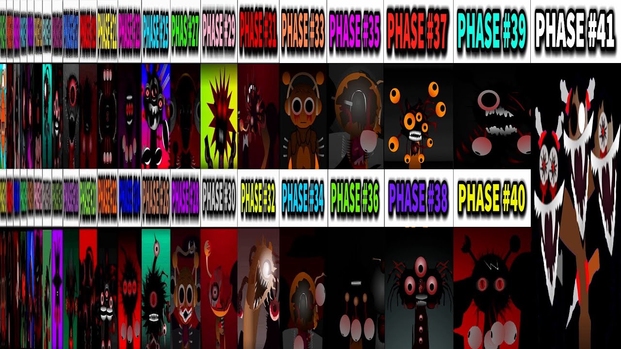 Phase 1-2-3-4-5-6 VS Phase 7 VS Phase 8  VS Phase 9 VS Phase 10 VS Phase 11-41 in Incredibox Sprunki