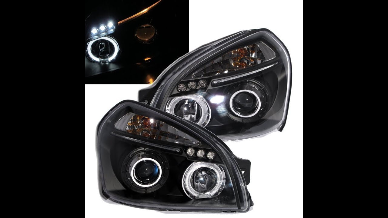 TUCSON JM 2004-209 LED Angel-Eye Projector HEADLIGHT Black for Hyundai