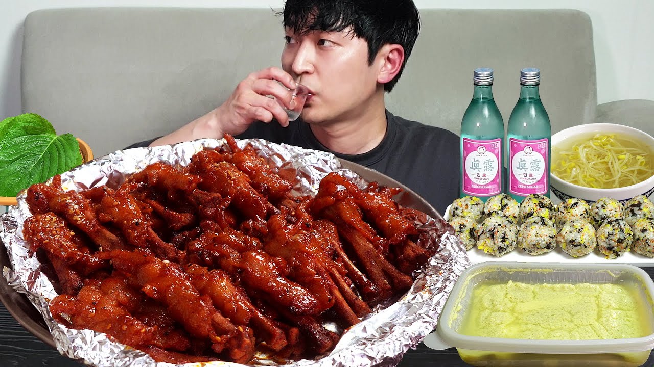 Острые куриные ножки и соджу! MUKBANG REALSOUND ASMR EATINGSHOW