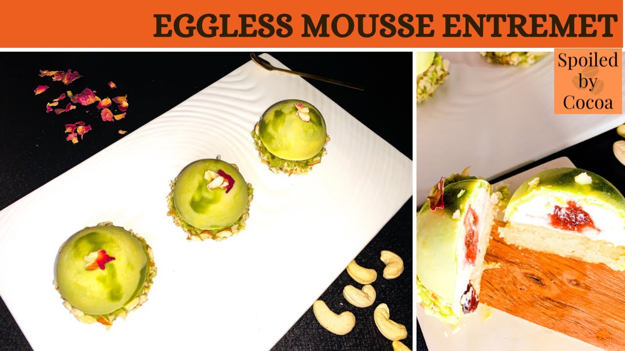 eggless cashew mousse Entermet | cashew sponge | vanilla cardamom mousse | no gelatin | Entremet