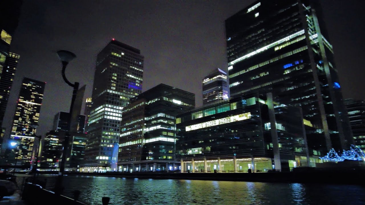 [4K] London Walk | Canary Wharf at Night | South Dock