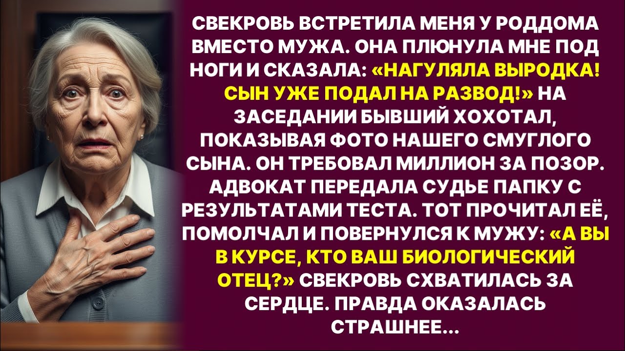 НАГУЛЯЛА ВЫРОДКА!»— плюнула свекровь у роддома.В суде судья спросил мужа:«А вы знаете, кто ВАШ отец?