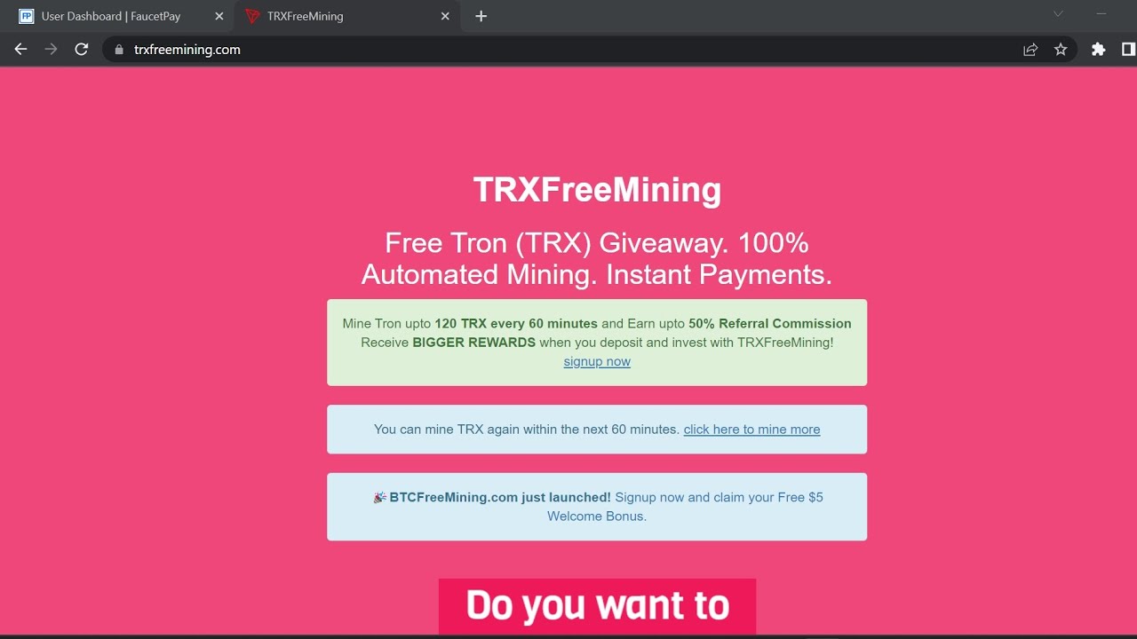 TRXFreeMining.com | Earn Free Tron | Faucetpay paying website #TRX #Faucetpay