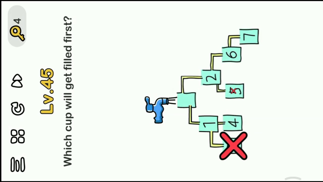 Brain Out Level 44 || Which Cup Will Get Filled First?