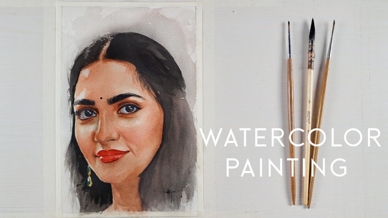 Watercolor Painting | actress Rukmini vasanth #art #painting #watercolor #ajpaintinggallery