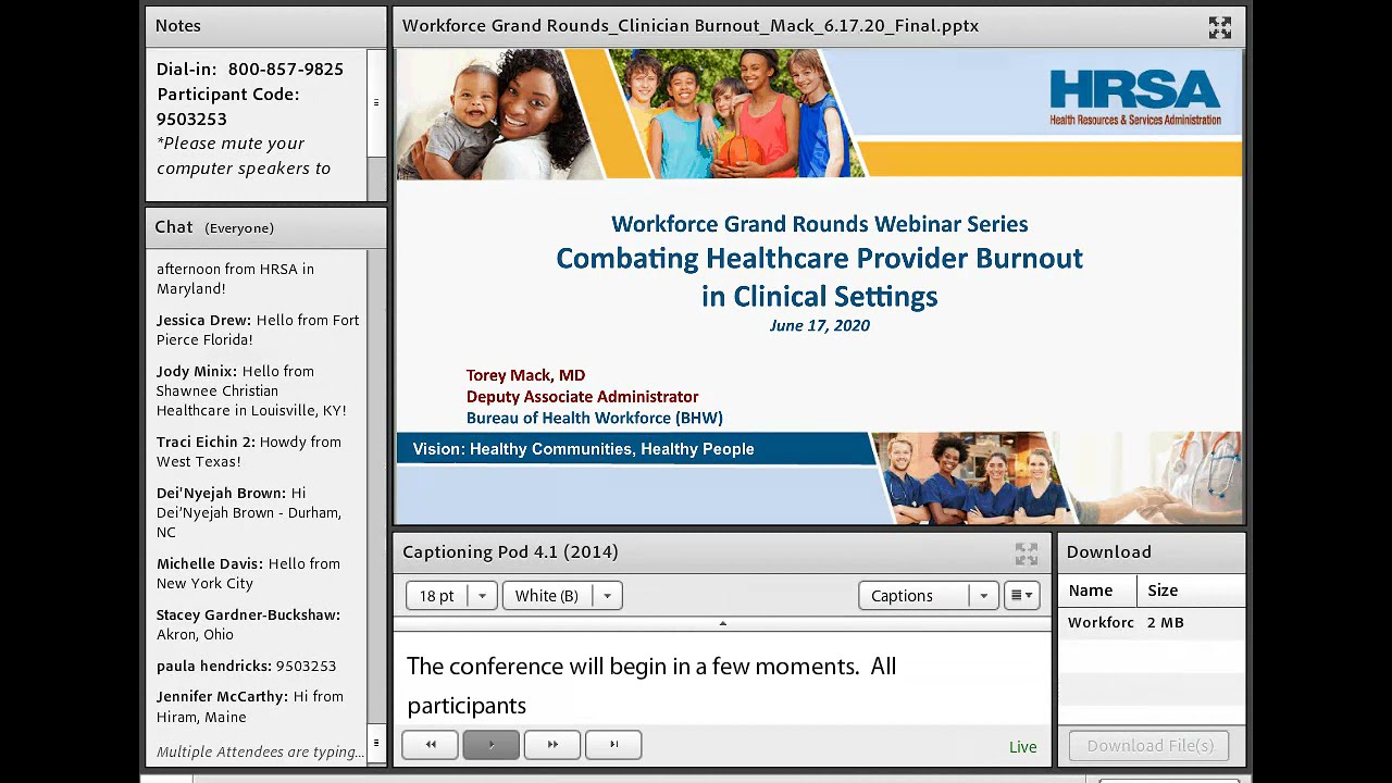Workforce Grand Rounds Webinar Series: Combating Healthcare Provider Burnout in Clinical Settings