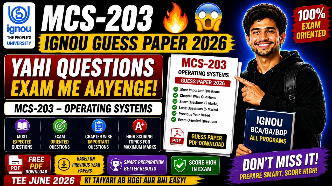 🔥 MCS-203 IGNOU Guess Paper 2026 😱 | Yahi Questions Exam Me Aayenge!