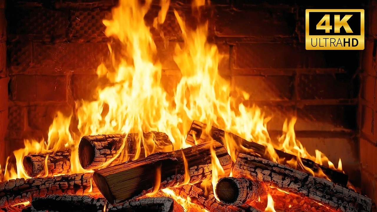 No Ads Cozy Crackling Fireplace with Burning Logs and Crackling Fire Sounds for Peaceful Sleep