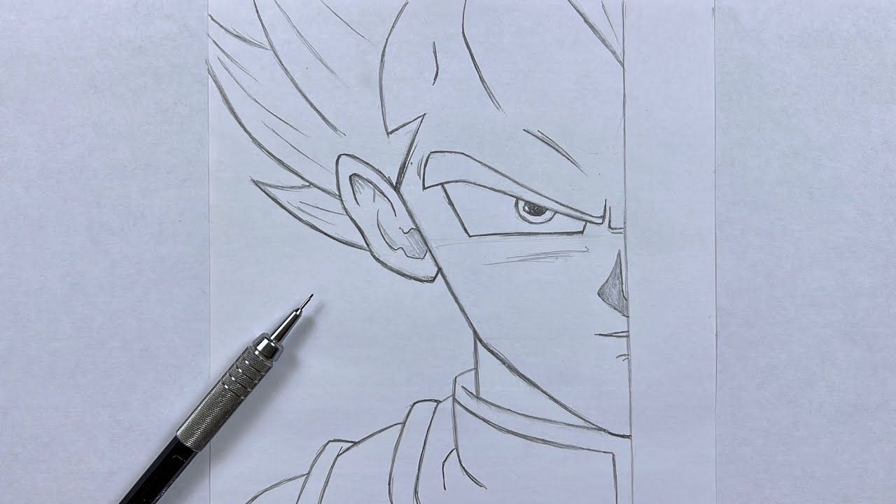 رسم انمي | تعلم رسم فيجيتا من انمي دراغون بول