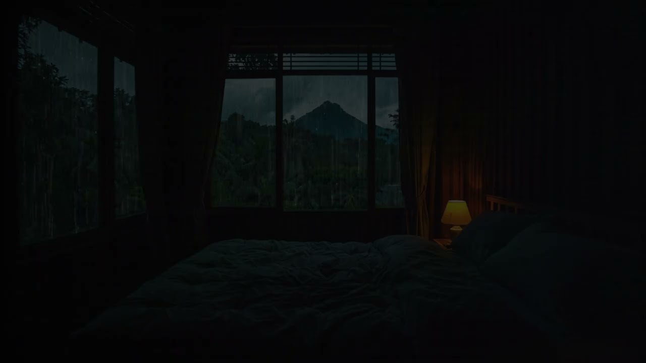 Rain Sounds in a Dark Bedroom | Calm Night Rain for Sleep & Relaxation