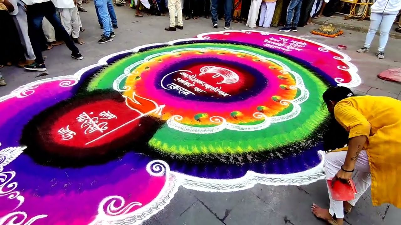 संतश्रेष्ठ तुकाराम महाराज पालखी प्रस्थान सोहळा निमित्ताने काढलेली रांगोळी 2022