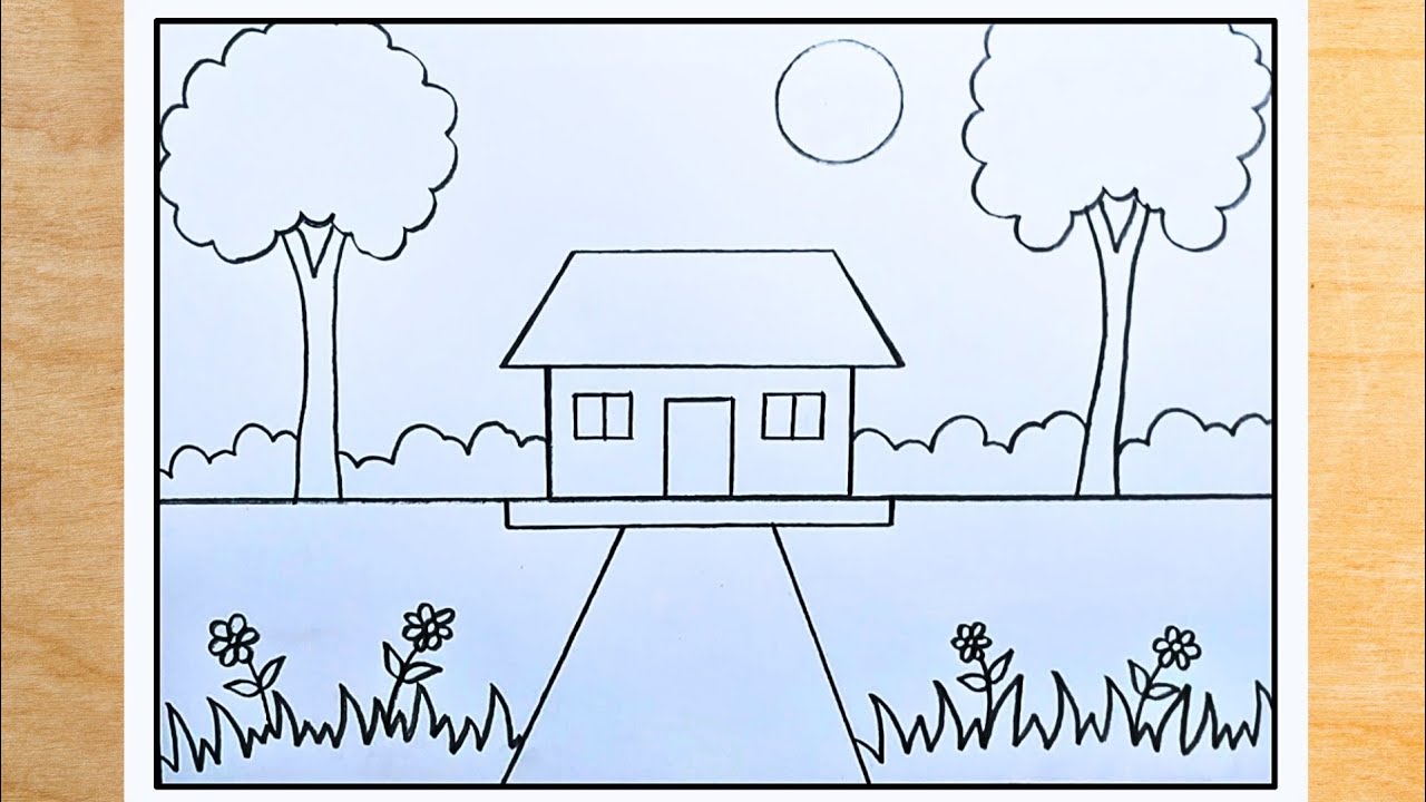 খুব সহজে প্রাকৃতিক দৃশ্য আঁকা শেখা | How to draw very easy scenery drawing | Prakritik drishya