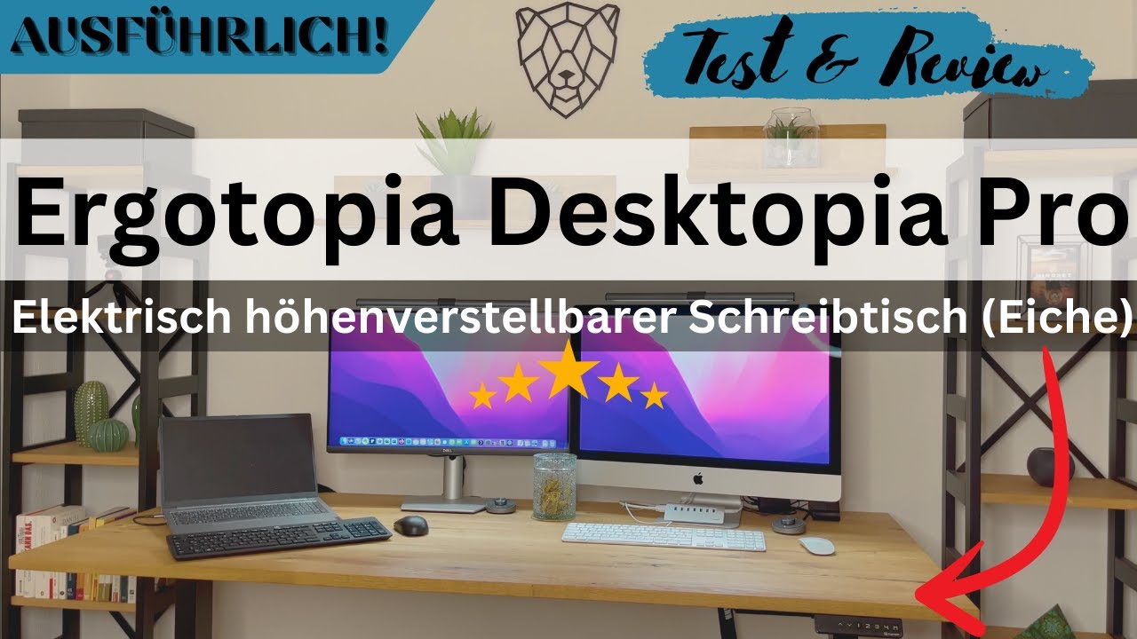 Ergotopia Desktopia Pro ★ Elektrisch h&ouml;henverstellbarer Schreibtisch (Eiche) 🌟 TEST & REVIEW