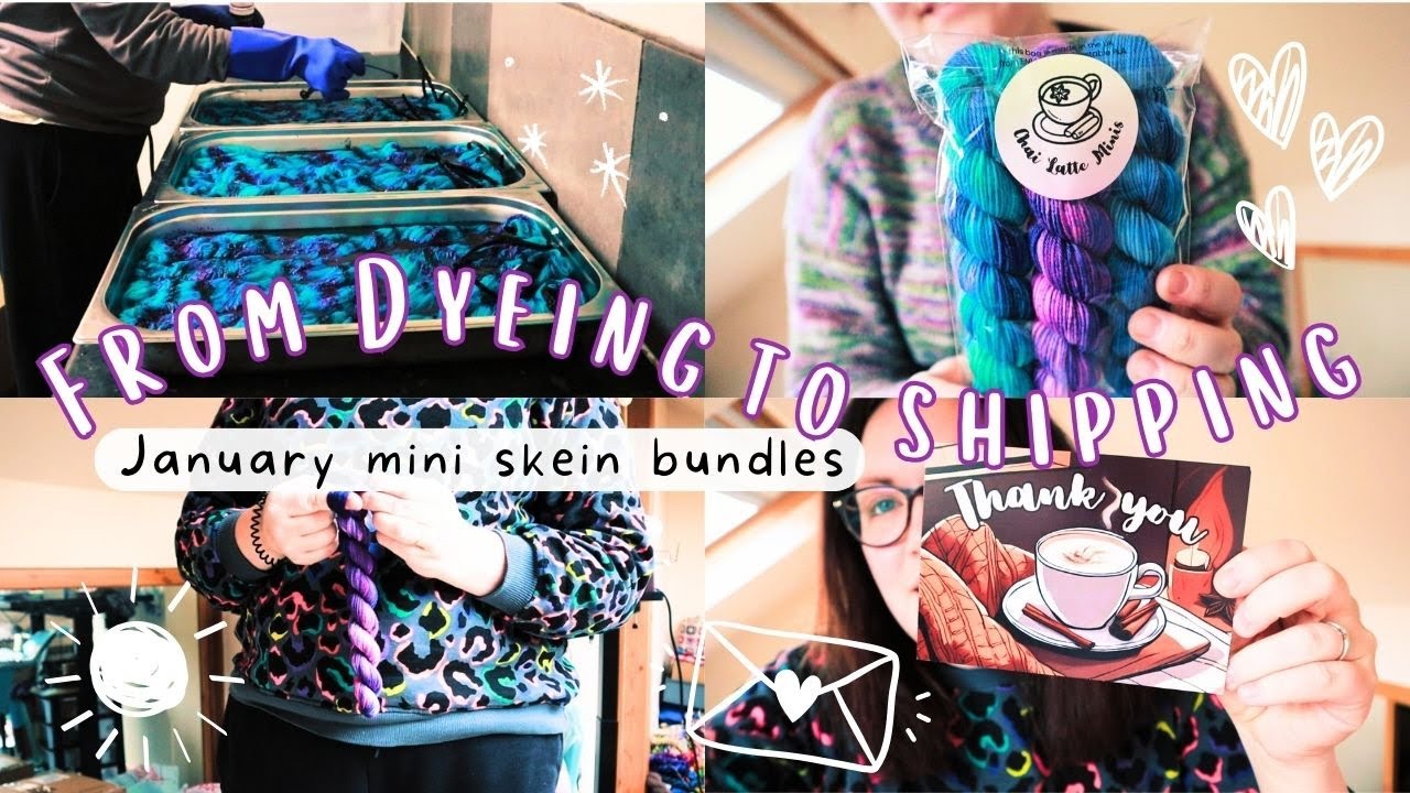 Dyeing and Shipping January Mini Skein Yarn Bundles | Studio Vlog ¦ The Corner of Craft