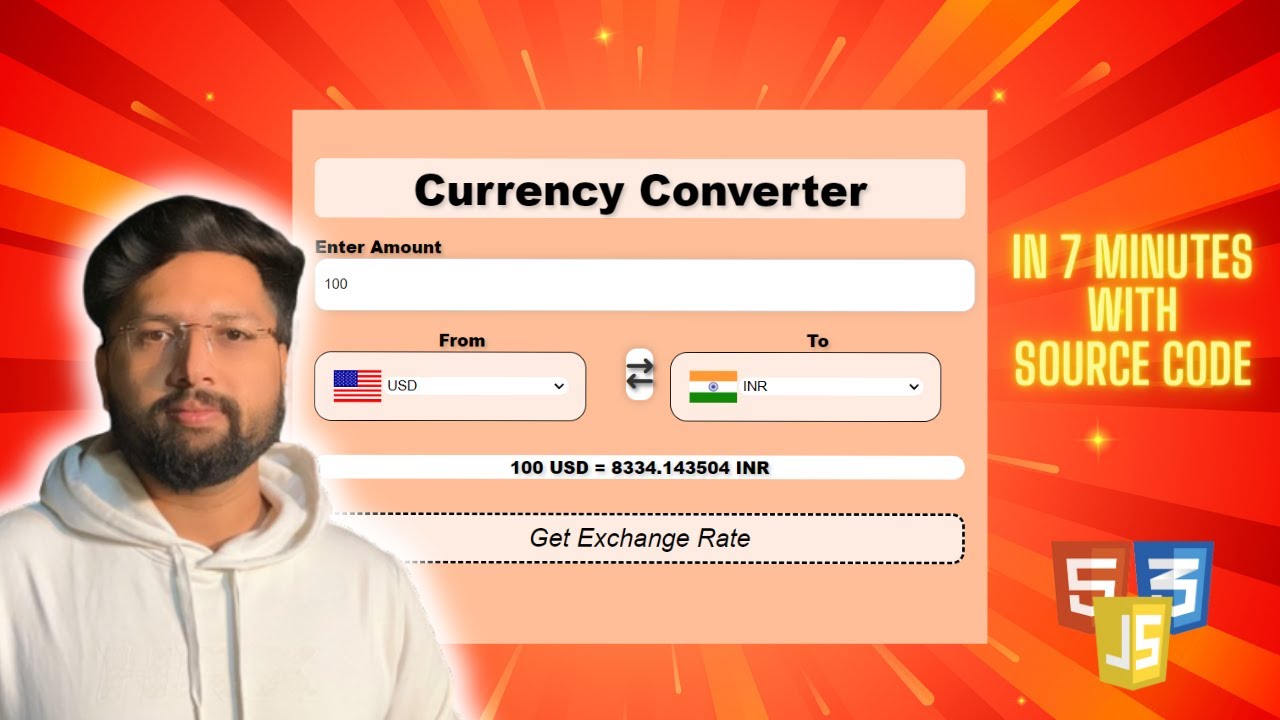API Project | HTML CSS JAVASCRIPT | Mini Project | Beginner Project | Currency Converter | Project