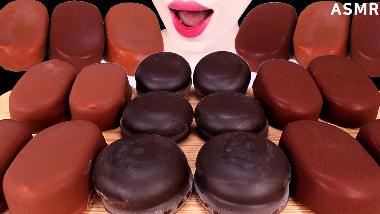 ASMR MUKBANG｜CHOCOLATE COVERED MARSHMALLOW ICE CREAM 초콜릿 마시멜로 아이스크림 EATING SOUNDS 디저트 먹방