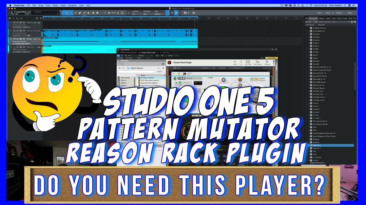 STUDIO ONE 5 | REASON RACK PLUGIN PATTERN MUTATOR | THOUGHTS AND DEMO | DO YOU NEED THIS PLAYER? 🤔