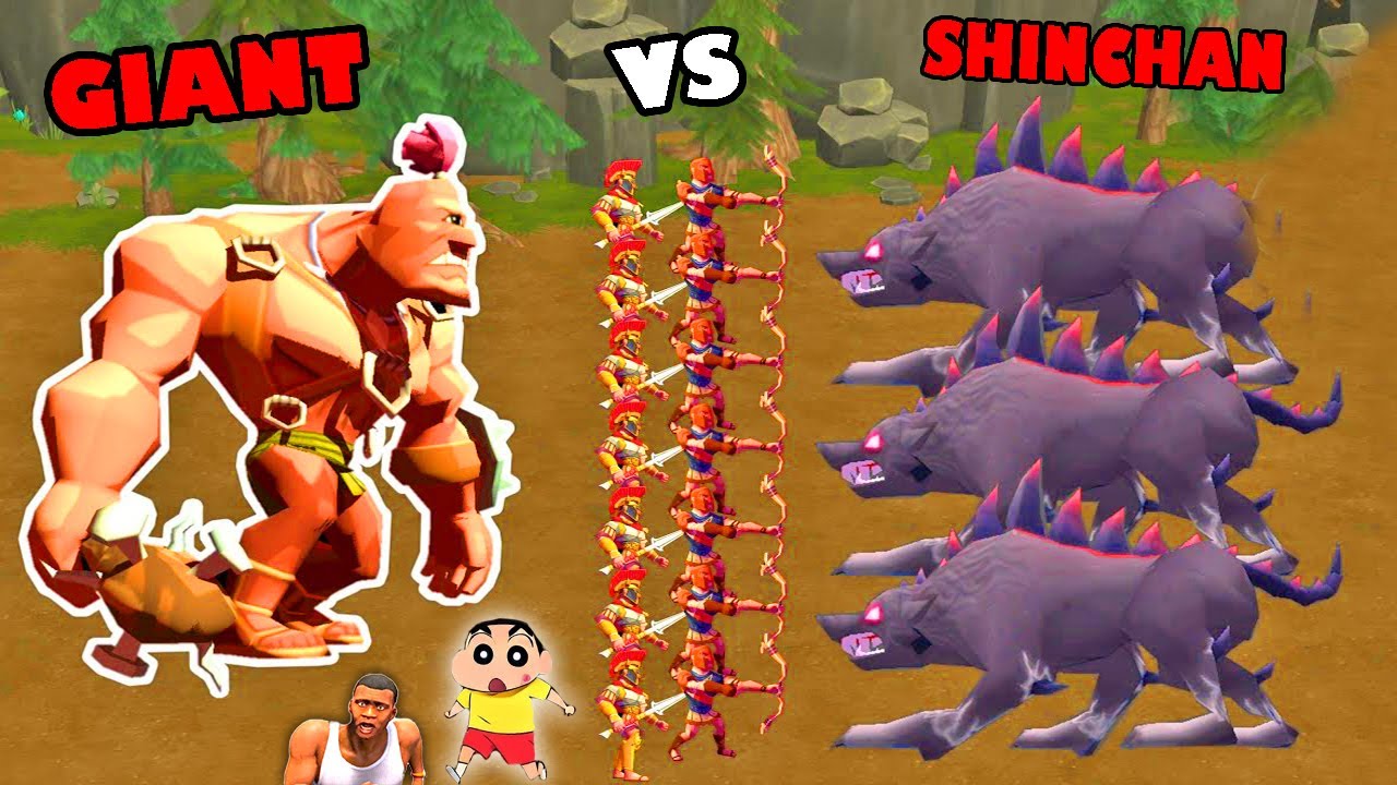GIANTS vs HUMANS BATTLES in TROJAN WAR with SHINCHAN and CHOP
