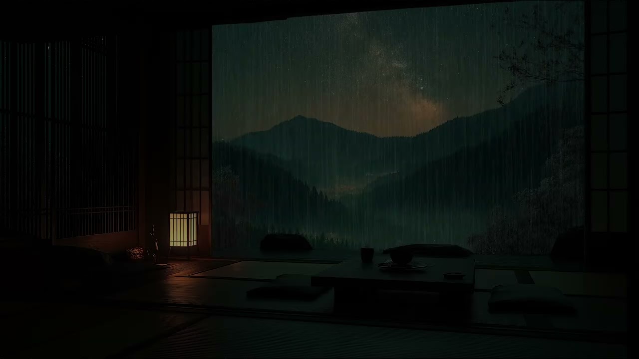 Peaceful Rain Ambience from a Cozy Dark Room with Gentle Rainfall for Deep Sleep and Calm Focus