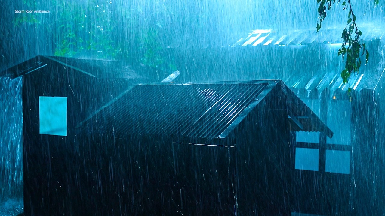 Сильная грозовая ночь с проливным дождем и очень громким громом ⚡⛈ Звуки грозы для сна