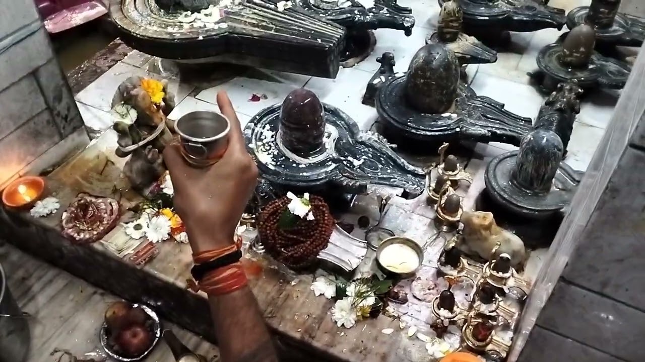 काशी महाशिवरात्रि रामेश्वर सीतेश्वर में लघु रुद्राभिषेक प्रथम प्रहर की झांकी।