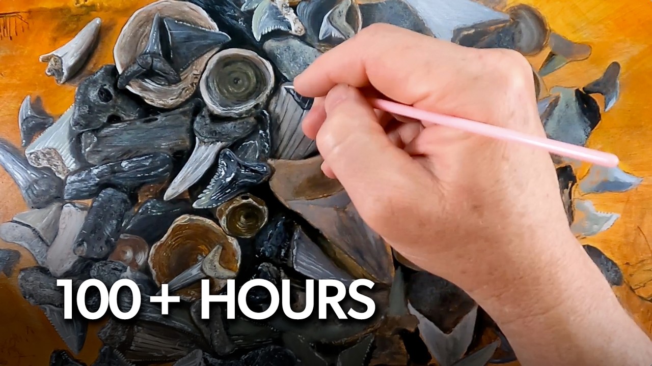 Realistic Shark Teeth Painting in Acrylic (Full Process)