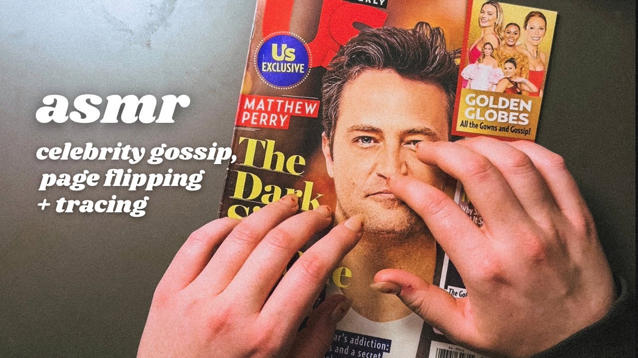 asmr magazine flip through (us weekly) ✨ up close whisper, page flipping & tracing