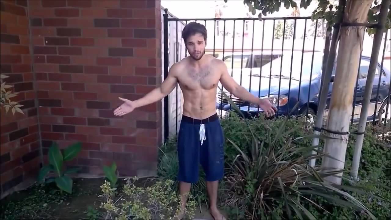 Nathan Kress Shirtless & Flexing His Muscles