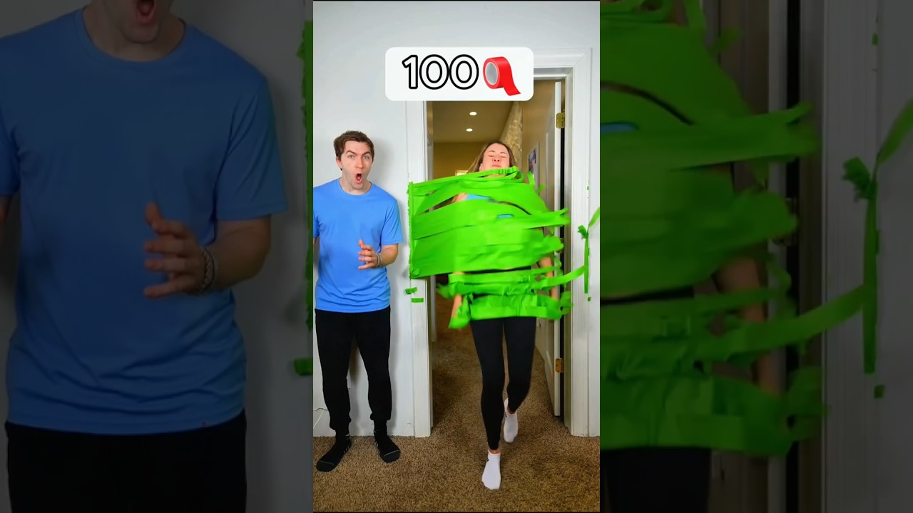 250 Layer tape breaking Challenge with wife 😀 #challenge #tape #shortvideo #couple
