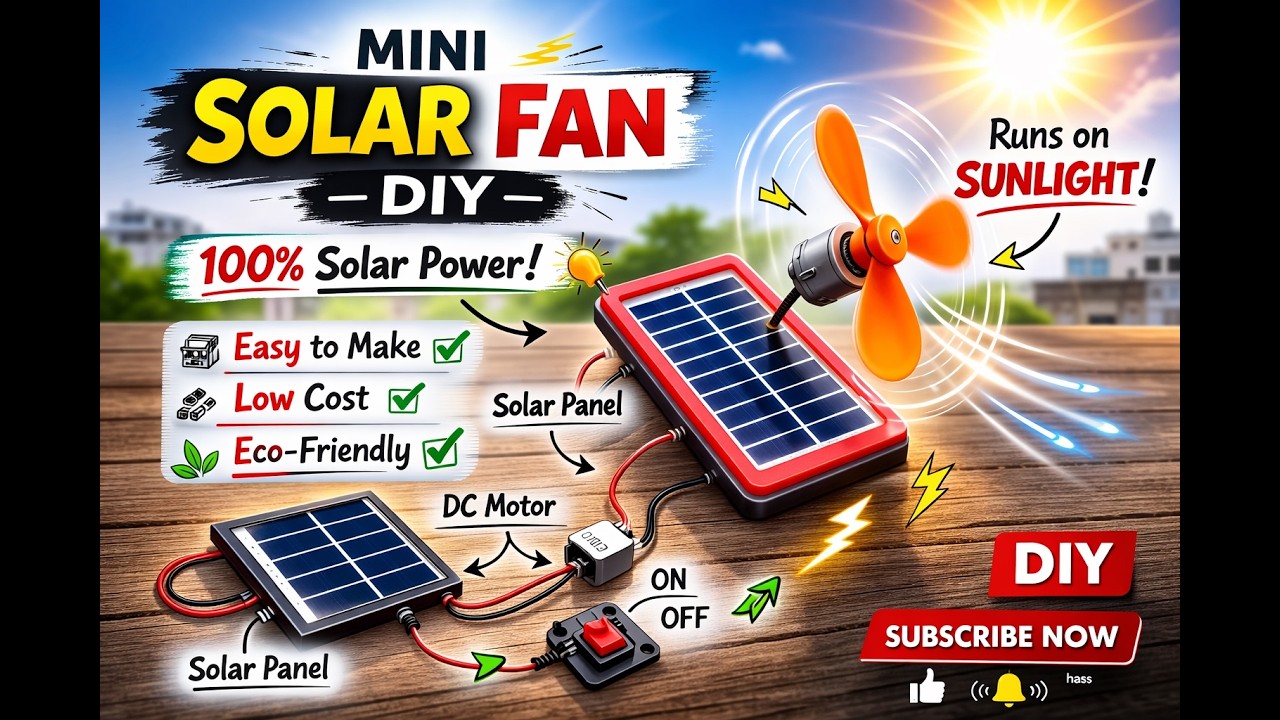 Mini Solar Fan DIY 🌞 | How to Make a Small Solar Powered Fan at Home