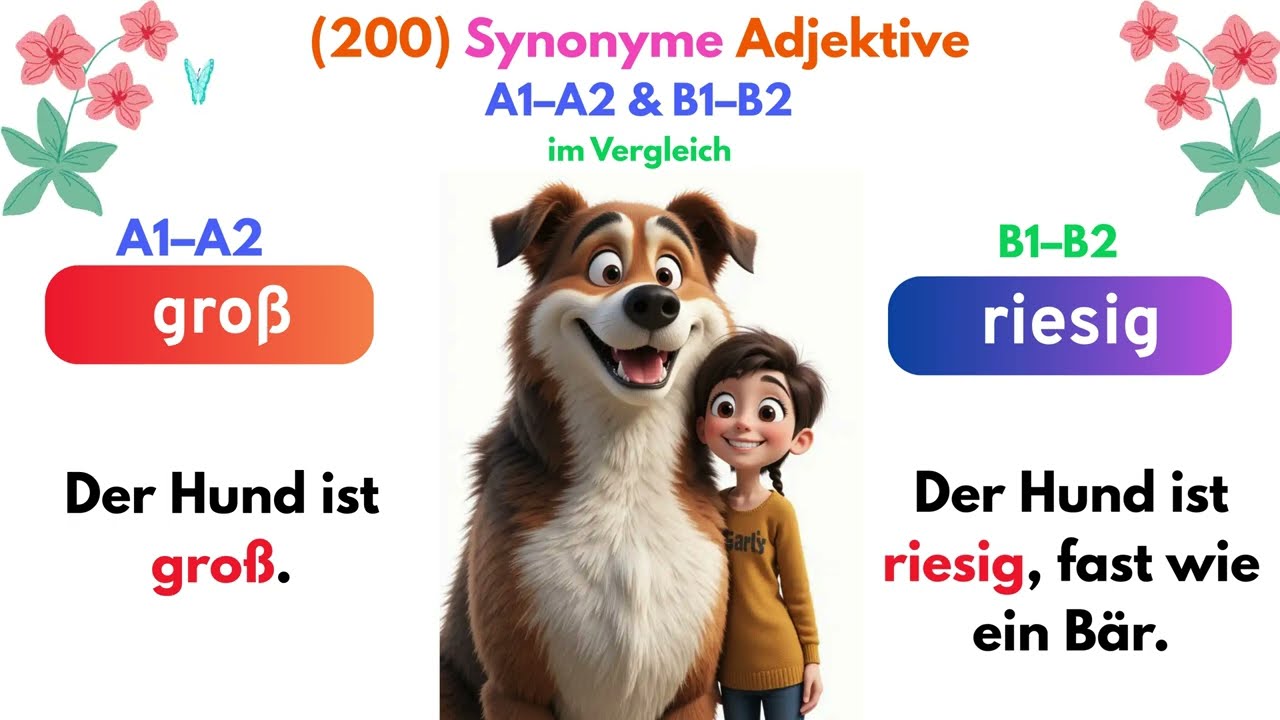 200 Adjektive mit Beispielen (A1&ndash;B2) &ndash; Verbessere dein Deutsch | Deutsch lernen leicht