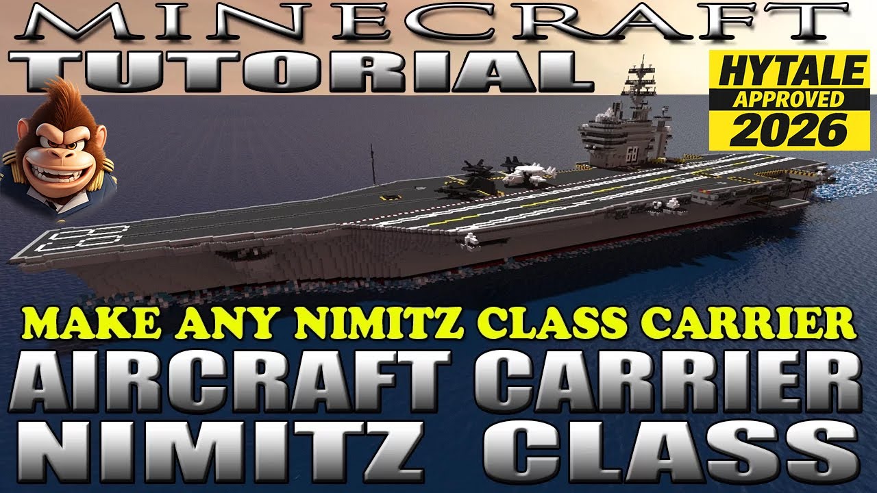 MINECRAFT / HYTALE : AIRCRAFT CARRIER TUTORIAL - MAKE ANY NIMITZ CLASS CARRIER (USS NIMITZ CVN-68)