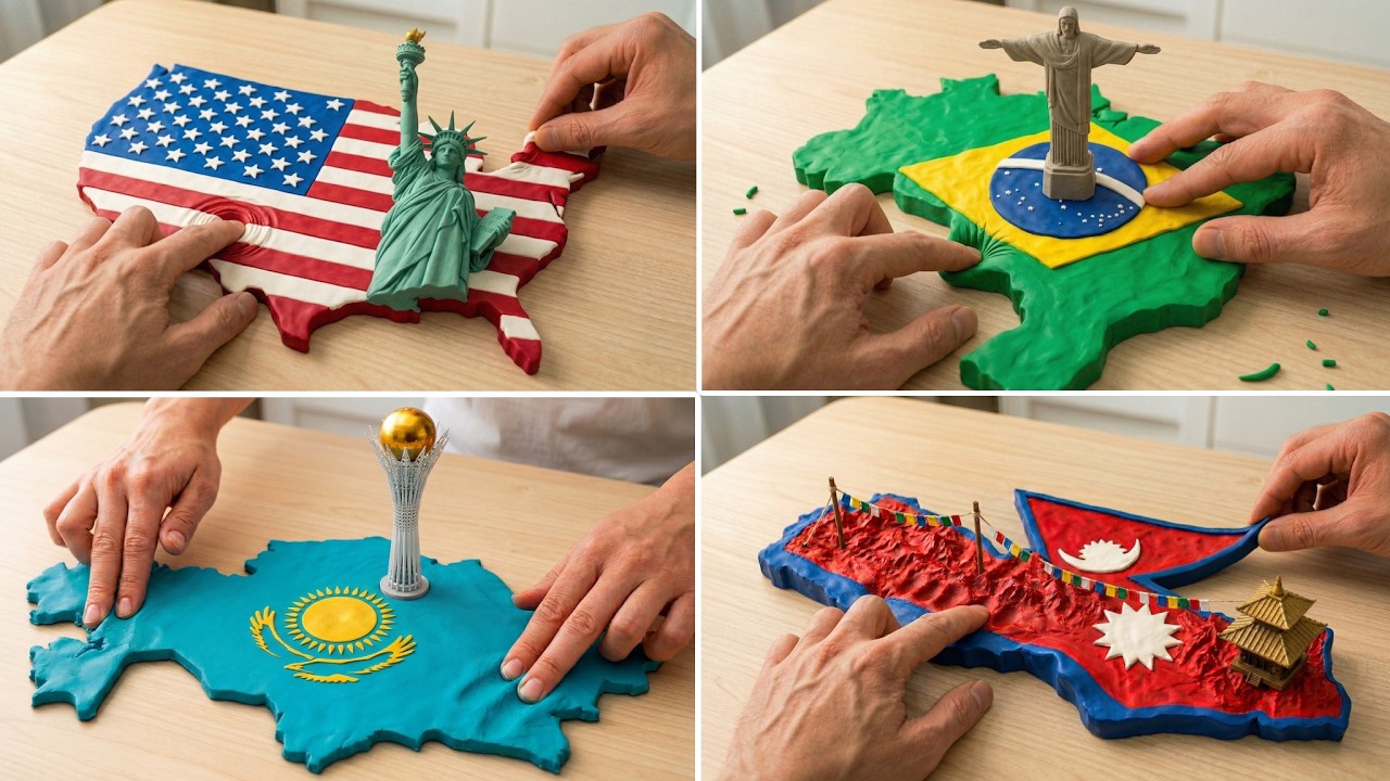 Which Country Clay Would You Reshape? 🌍 (104 Countries) AI ASMR Landmark Reveal Compilation