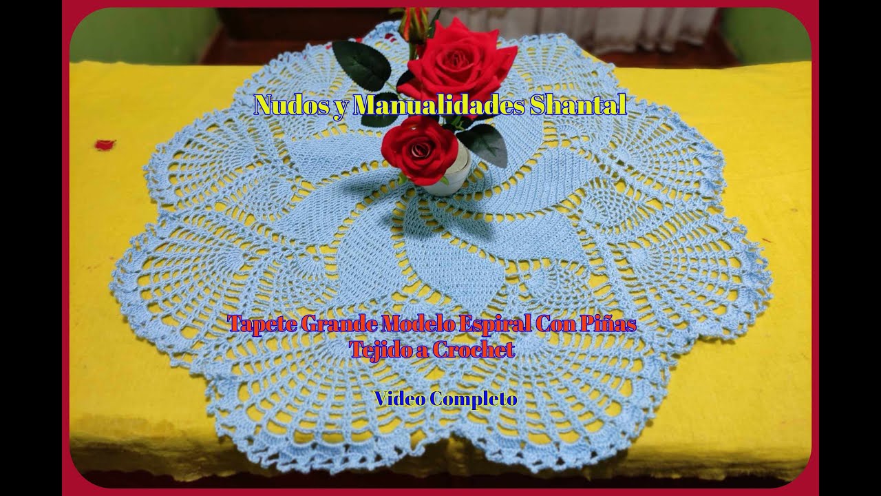 Como Tejer Este Tapete Grande Modelo Espiral Con Piñas Paso a Paso Tejido a Crochet - Video Completo