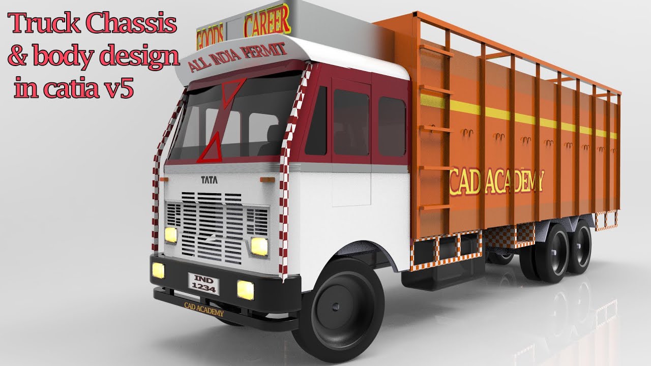 Tata truck chassis and body design in Catia v5 #truck #body #design #catiav5