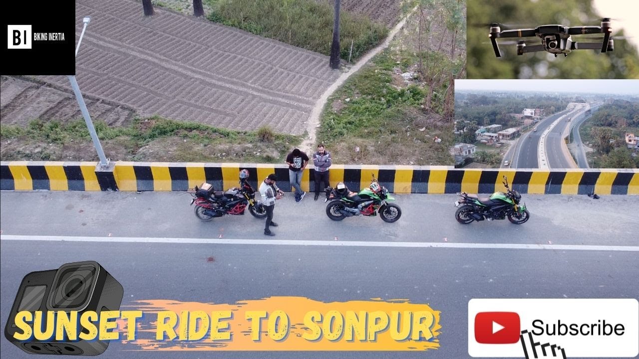 Sunset Ride| Patna to Sonpur Bihar | Drone View | JP SETU Digha Sonpur Rail Road Bridge | Dominar400