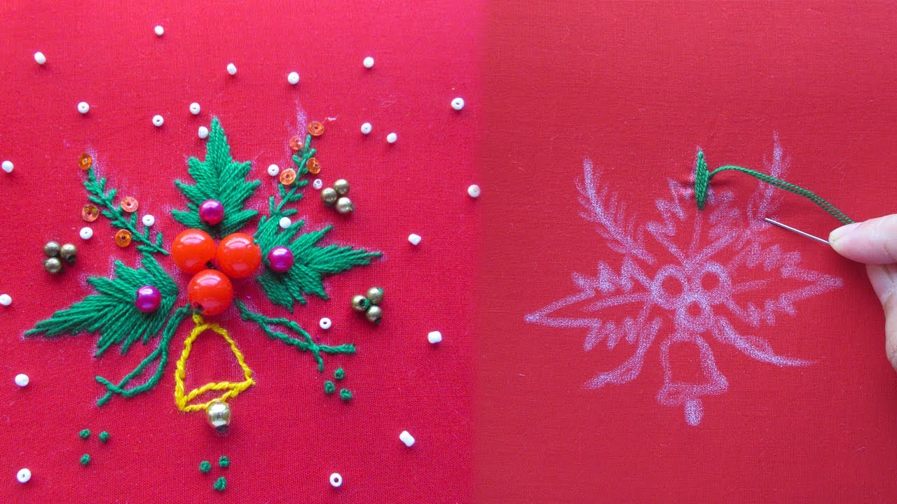 Very Easy Christmas Hand Embroidery part-3 | Christmas Design Ideas | Circle Design All Over Work