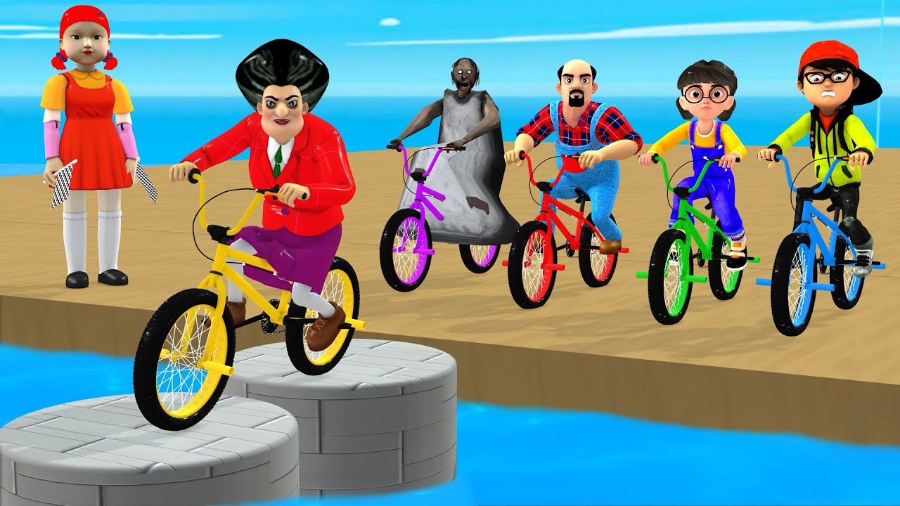 Игра «Страшный учитель 3D против кальмара». Победитель: Ник и Тани. Проезд по деревянному мосту 5...