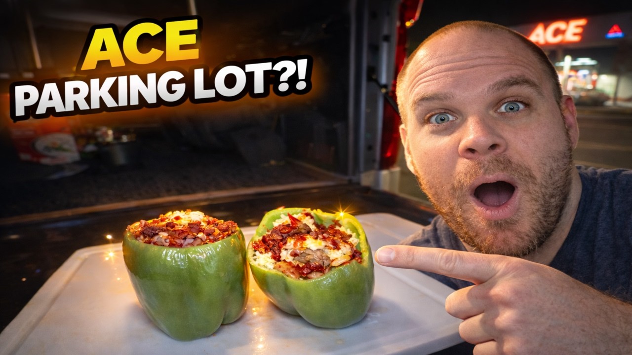 Stealth Camping & Cooking Stuffed Peppers in the Truck!