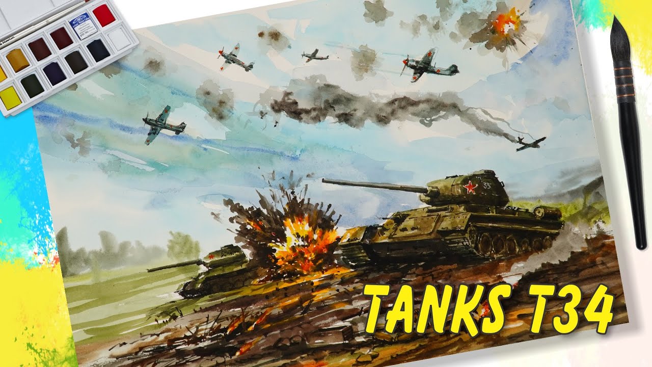 Military Art 12# 🎨 Battle Of Tank T 34/87 - WWII 🎨 Son ART