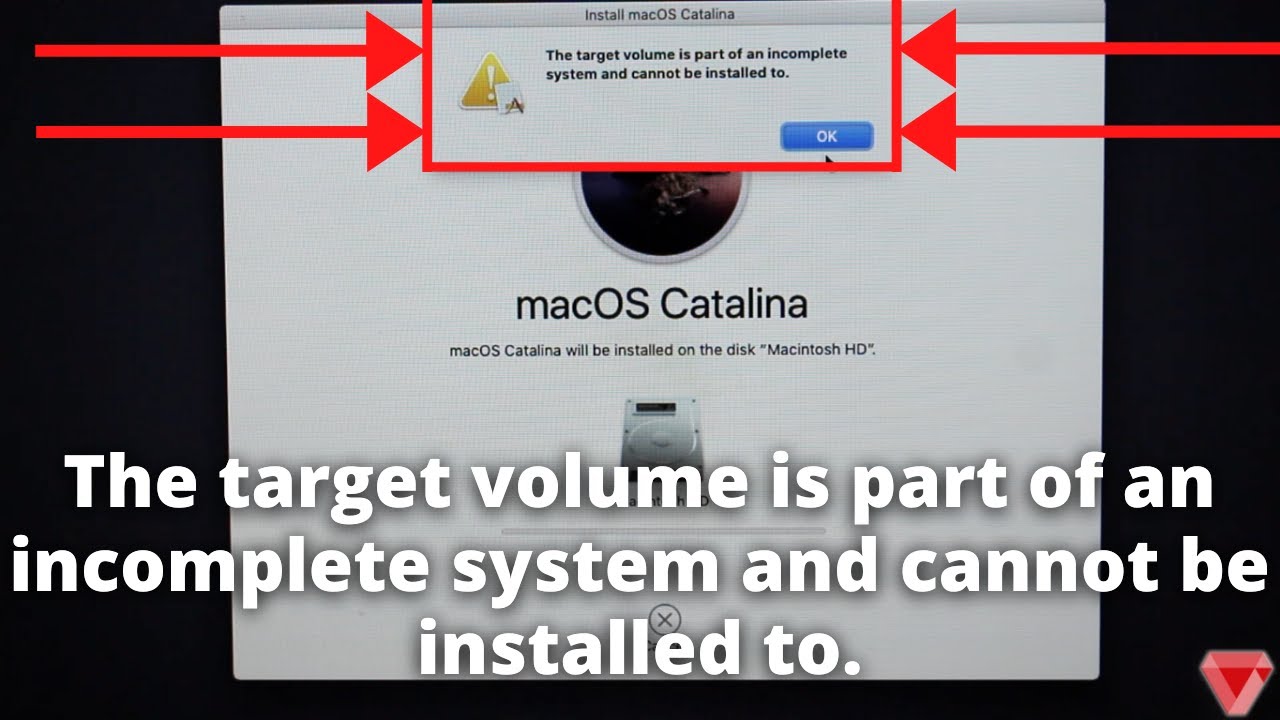 macOS | Целевой том является частью неполной системы и не может быть установлен на него.