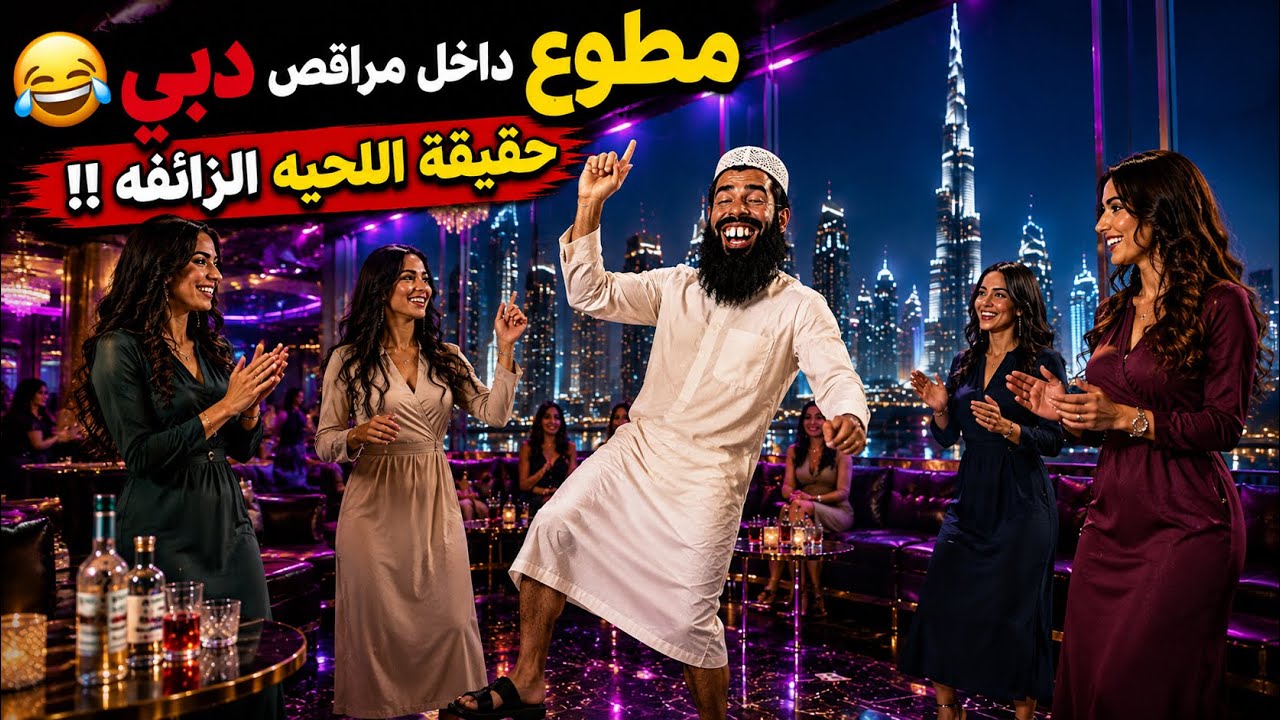 مطوّع داخل مراقص دبي 😂 حقيقة اللحيه الزائفه !!